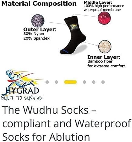 HYGRAD BUILT TO SURVIVE Waterproof Outdoor Socks Insulated Thermalinter Outdoor Activity And Wudhu Socks, Wipe Over Ablution Sharia Compliant - Black