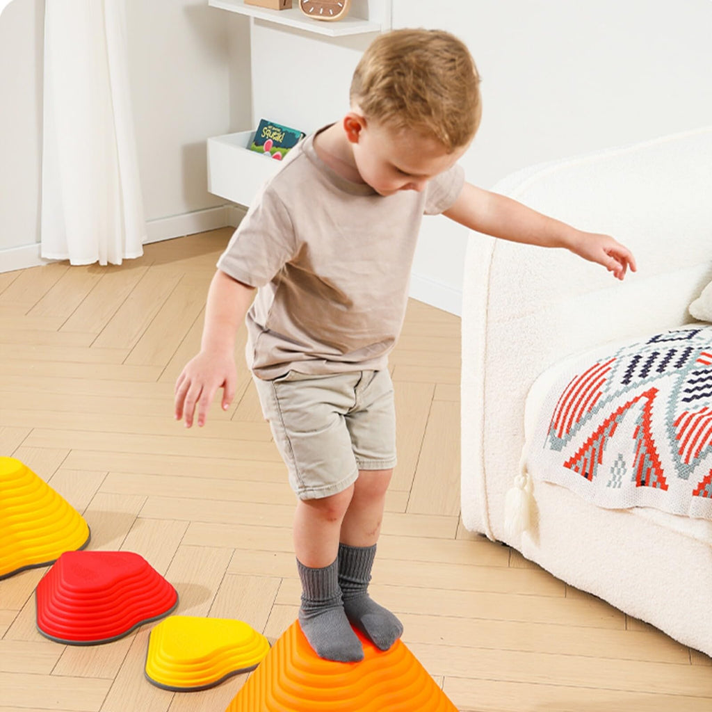 Stepping Stones For Kids, Set Of 11, Montessori Indoor and Outdoor Balance Stepping Stones, Promotes Coordination, Balanced Strength Child Safe Rubber, Sports, Non-Slip Edges