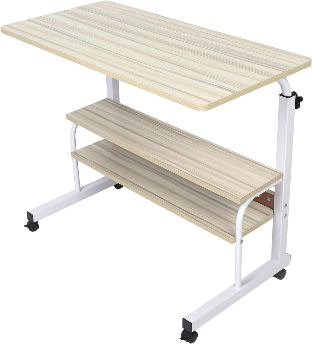 HYGRAD BUILT TO SURVIVE Portable Standing Computer Desk Height Adjustable Laptop Workstation with Wheels - Mobile Rolling Desk with 4 Lockable Castors for Home, Office - ‎Dark Brown