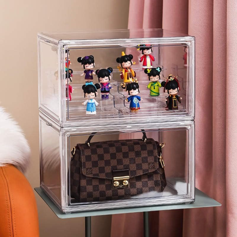 Acrylic Shoe Storage Boxes – Clear Plastic Stackable Shoe Organizer For Closet, Space Saving Shoe bins With Magnetic Doors 2 Lids Open For Sneakers, Trainers, Pumps, Heels, Flats