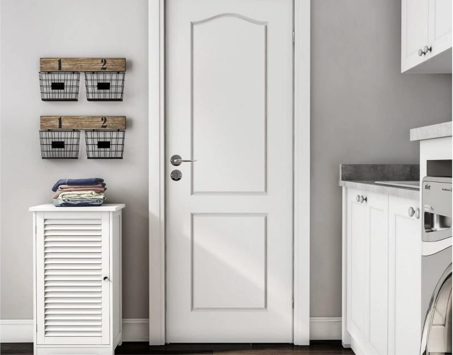 HYGRAD BUILT TO SURVIVE Wooden Free Standing Linen Tower Bathroom Floor Storage Cabinet with Shutter Door Organiser Shelves Unit Living Room, Bedroom, Hallway Living Room, Kitchen