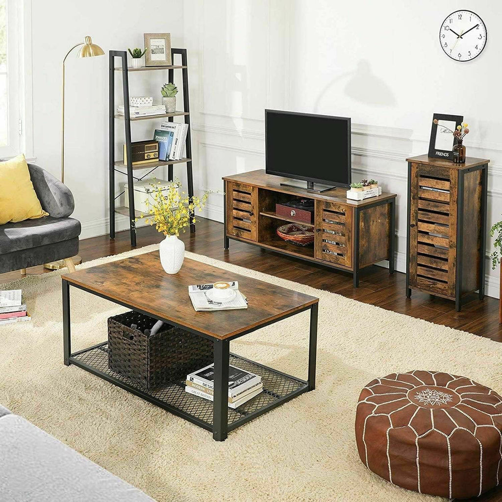 HYGRAD BUILT TO SURVIVE Industrial Style Wood/Steel Nightstand Bedside - End Table with Door Book Shelf Storage Cabinet for Home Bedroom Living Room, Entryway, Rustic Brown