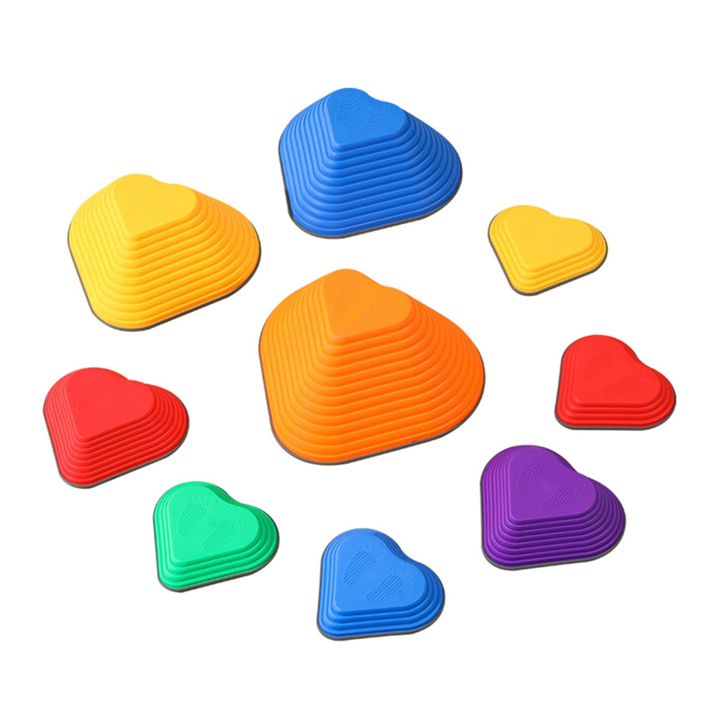 Stepping Stones For Kids, Set Of 11, Montessori Indoor and Outdoor Balance Stepping Stones, Promotes Coordination, Balanced Strength Child Safe Rubber, Sports, Non-Slip Edges