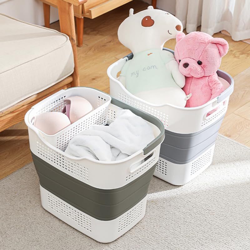 Space Saving Design 43L Laundry Hamper, Portable Washing Machine Non-Slip Grip Handles - Collapsible Laundry Clothes Hamper For Laundry Room Organizer