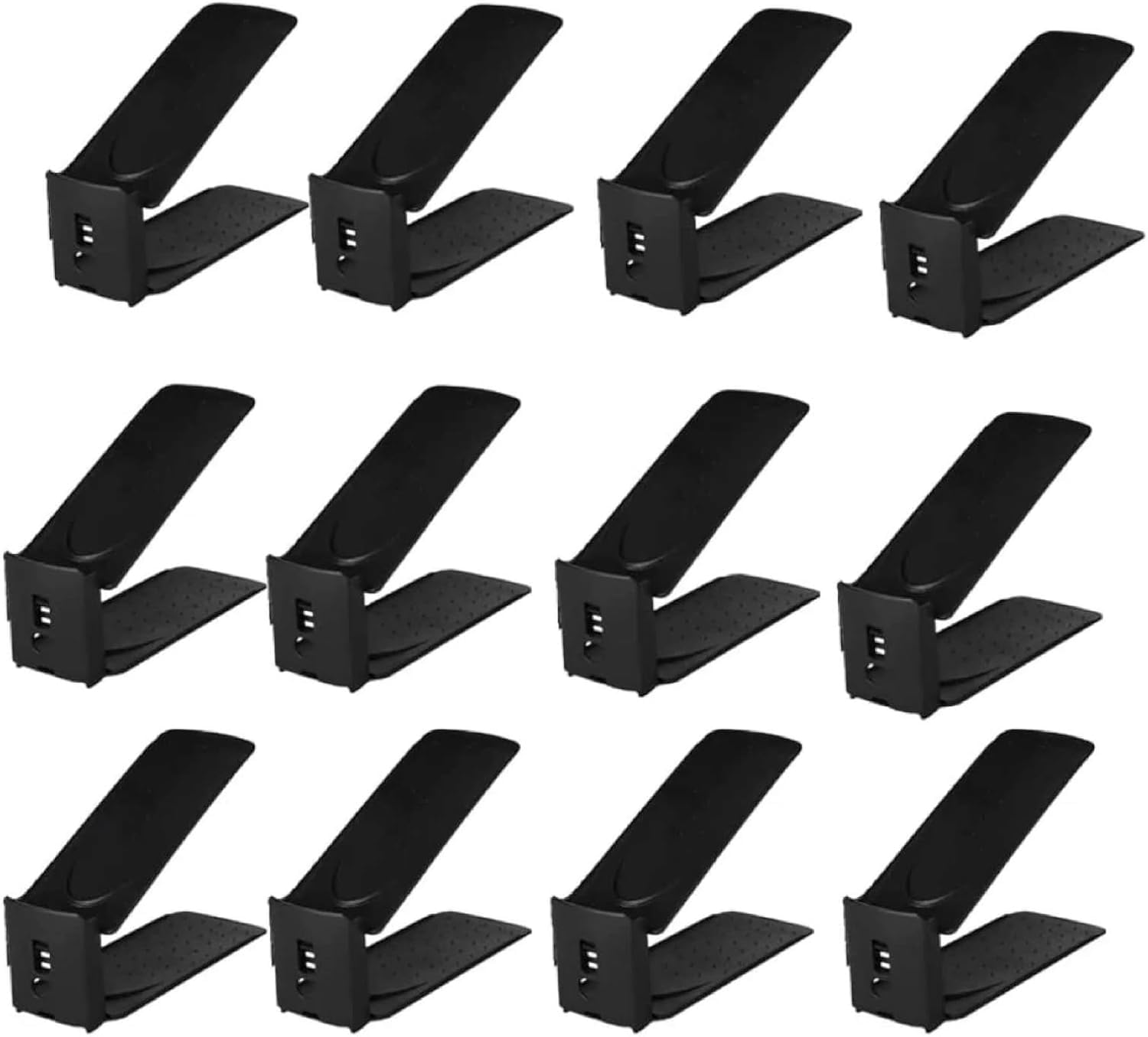 HYGRAD BUILT TO SURVIVE Pack Of 12 Pcs Shoe Slots Organiser Storage, Double Layer Adjustable 3-Level Height - Non-Slip Shoe Holder- Space Saver For Shoe Stacker Closet Rack For Women And Men