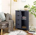 HYGRAD BUILT TO SURVIVE Freestanding Bathroom Floor Cabinet with Adjustable Shelves, Wooden Storage Organizer with 4 Drawers and 1 Door, Adjustable Shelf for Bathroom, Living Room, Kitchen, Entryway