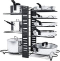 HYGRAD BUILT TO SURVIVE 8 Tier Adjustable Cabinet Organiser Pots & Pans Dishes Stand Storage Inside Cabinet With 3 Diy Methods Pot Lid Holders & Pan Rack For Kitchen