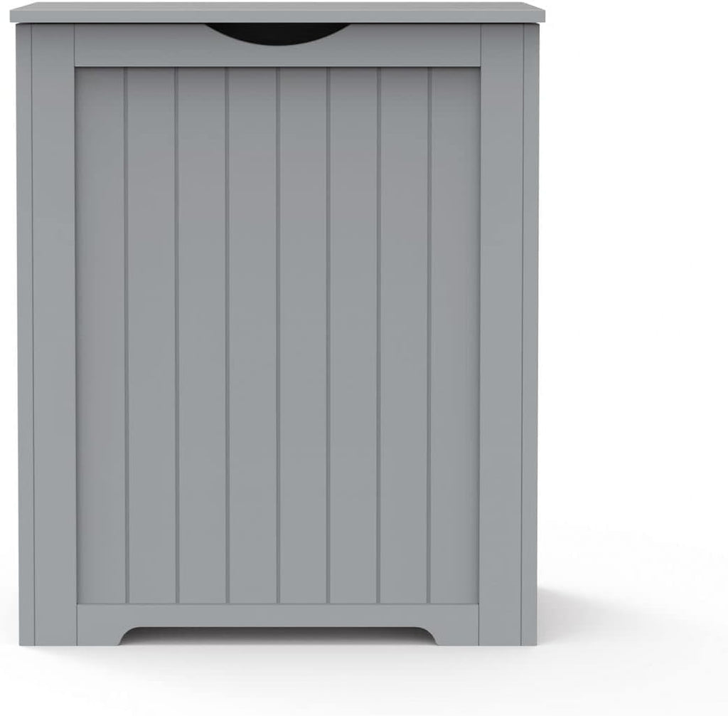 Large Wooden White Box Laundry Hamper With Lid, Free Standing Storage Bins Toys, Clothes Organizer Basket For Bedroom, Bathroom, And Laundry Room