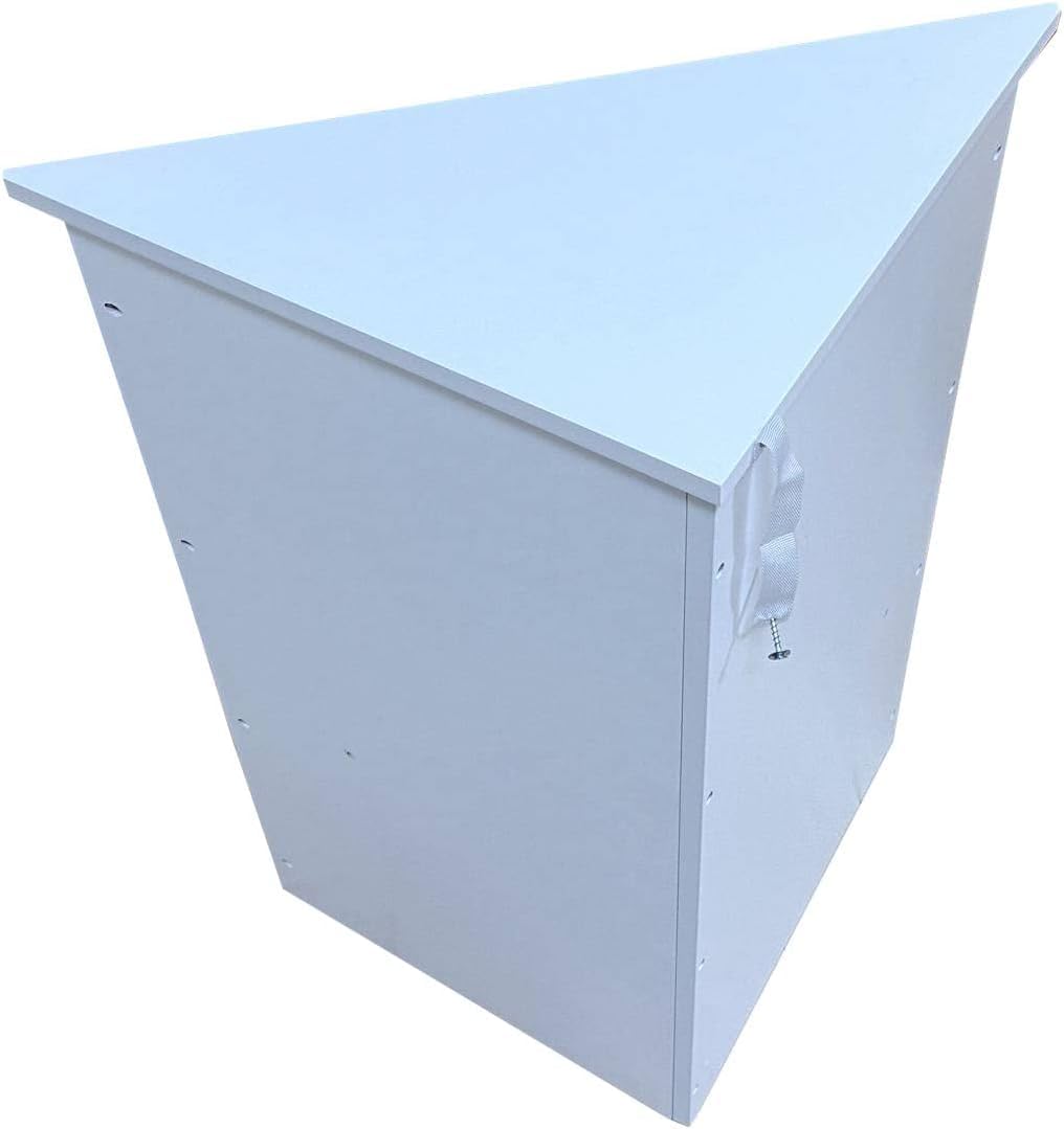 HYGRAD BUILT TO SURVIVE Wooden Triangle Free Floor Standing Bathroom Corner Shelves Cabinet with Shutter Single Door, Adjustable Shelf Organizer Unit, for Living Room, Kitchen, Entryway, White