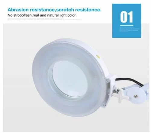 LED 5X Magnifying Magnifier Floor Lamp, Adjustable Magnifying 5 Inch Glass Lens with Desk Light and Stand for Close Work, Repair, Reading, Crafts