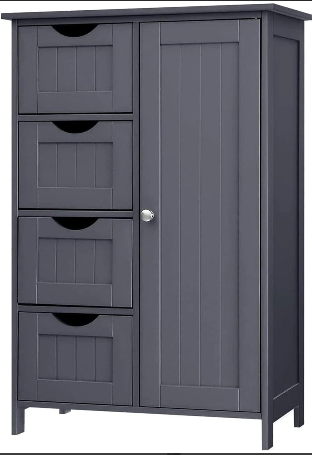 HYGRAD BUILT TO SURVIVE Freestanding Bathroom Floor Cabinet with Adjustable Shelves, Wooden Storage Organizer with 4 Drawers and 1 Door, Adjustable Shelf for Bathroom, Living Room, Kitchen, Entryway