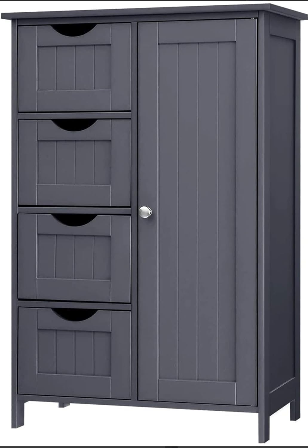 HYGRAD BUILT TO SURVIVE Freestanding Bathroom Floor Cabinet with Adjustable Shelves, Wooden Storage Organizer with 4 Drawers and 1 Door, Adjustable Shelf for Bathroom, Living Room, Kitchen, Entryway