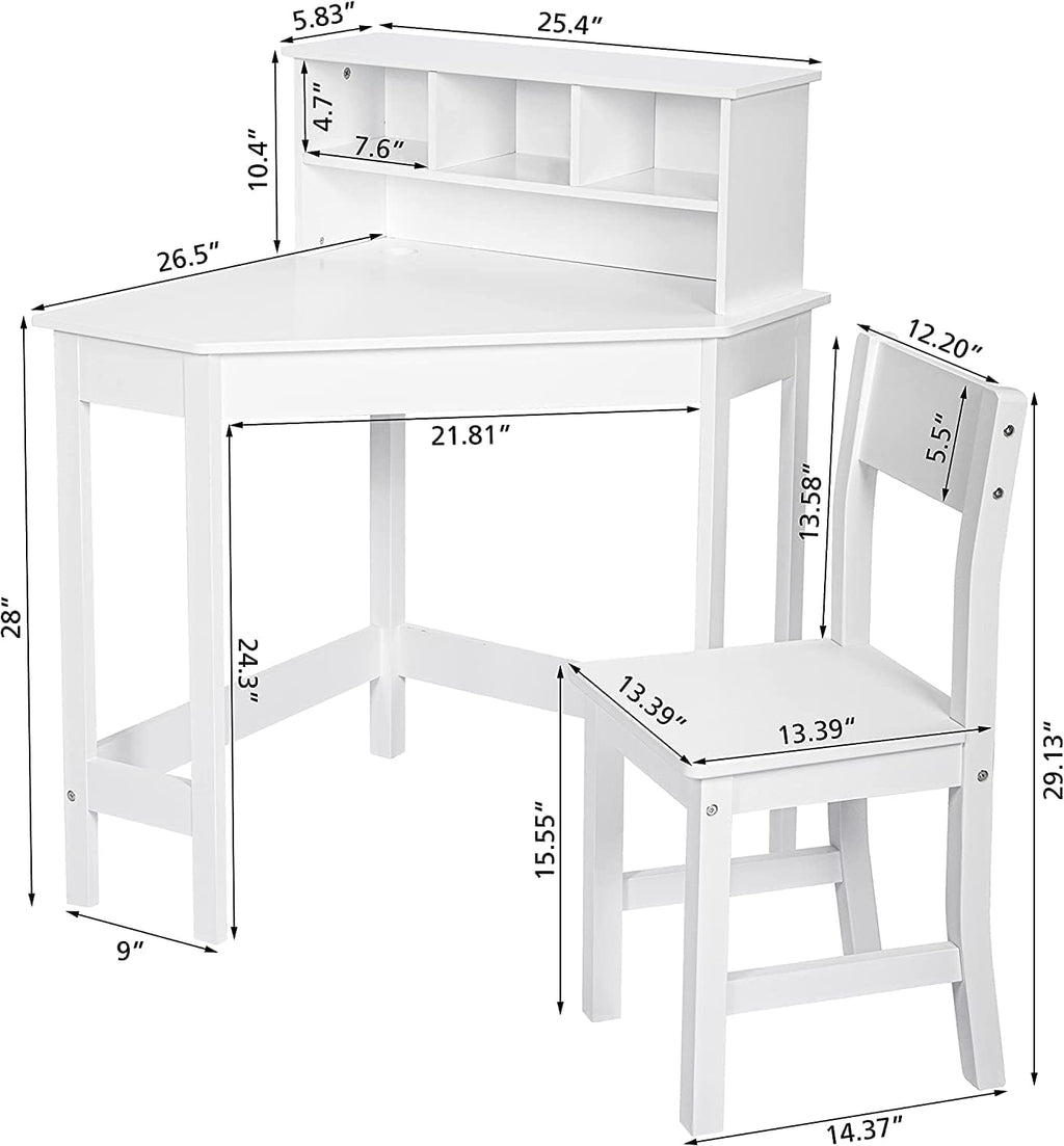 HYGRAD BUILT TO SURVIVE Wooden Study Desk Chair Set for Kids, Writing Desk with Storage Cabinet – Computer and Gaming Workstation Table with Drawers for Bedroom, Study Room, Homeschool