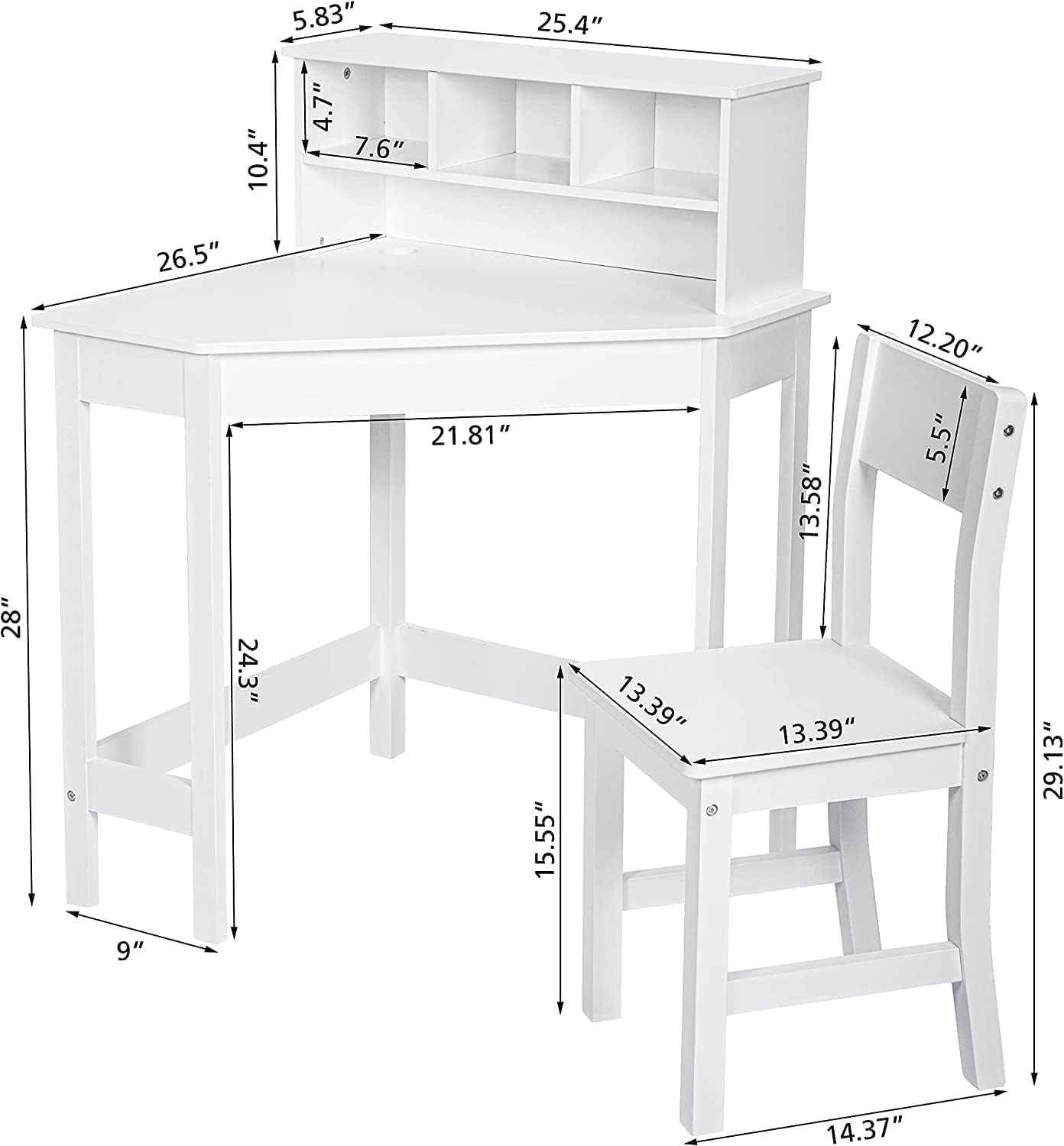 HYGRAD BUILT TO SURVIVE Wooden Study Desk Chair Set for Kids, Writing Desk with Storage Cabinet – Computer and Gaming Workstation Table with Drawers for Bedroom, Study Room, Homeschool