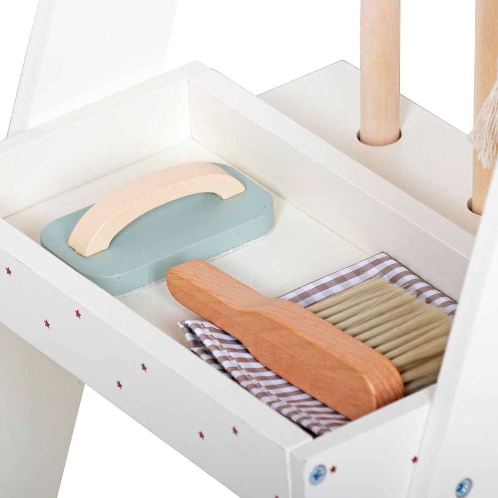Children's Cleaning Cart Trolley - Kids Wooden Pretend Play Set Toy Cart Kids Role Play Janitor Cleaning Broom Set Household Pretend Play Childrens Toy Gift Ages 3+