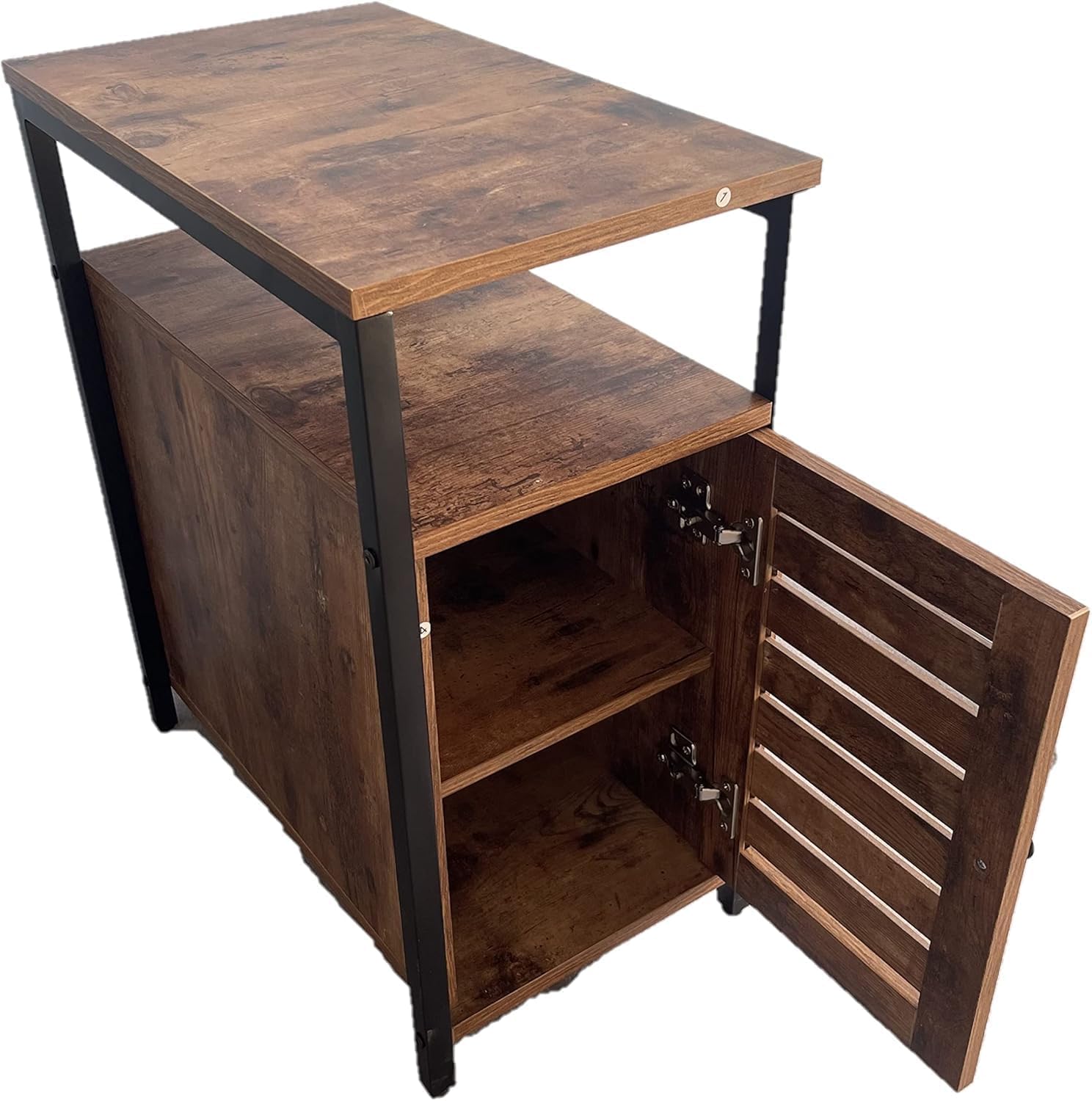 HYGRAD BUILT TO SURVIVE Industrial Style Wooden/Steel Rustic Bedside Nightstand Shelf Cabinet with Door Dresser Side End Table Storage Organizer for Home Bedroom, Living Room, Hallway