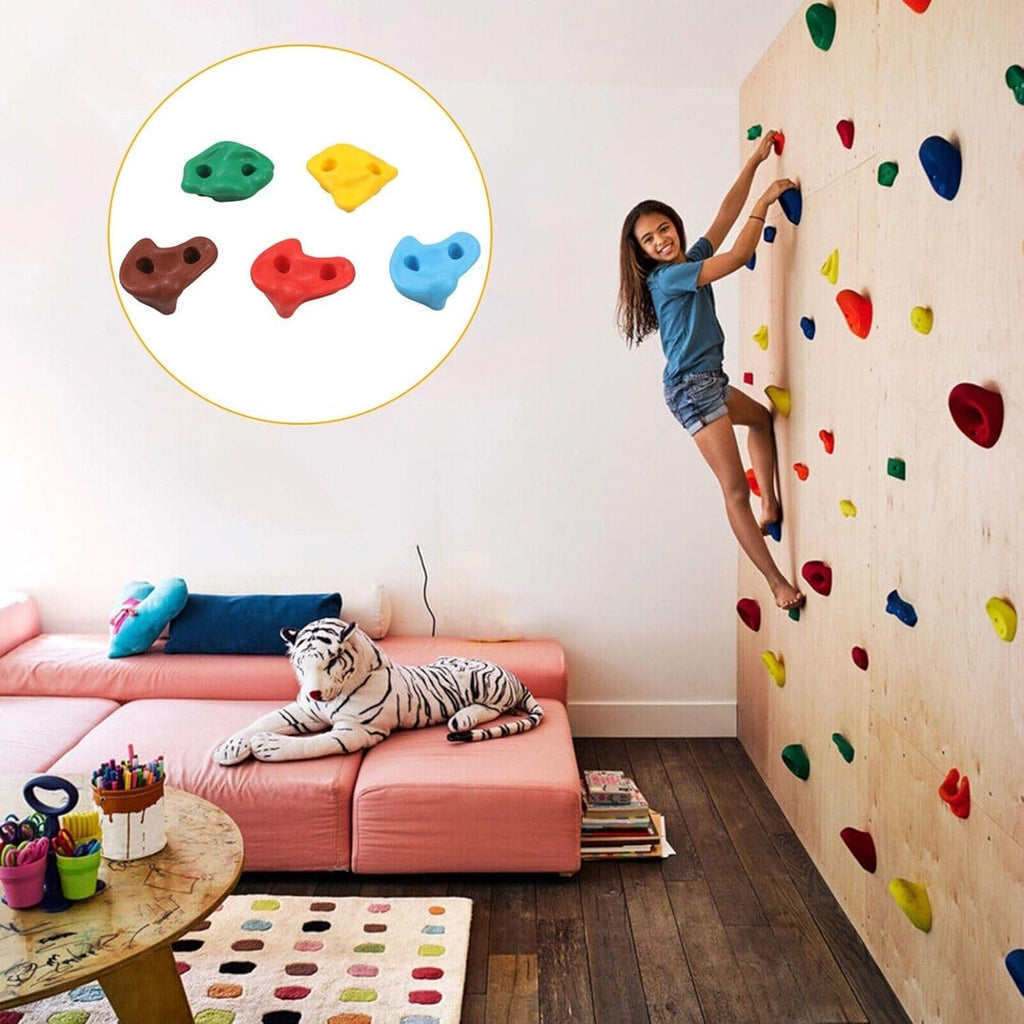 Rock Climbing Holds Set of 20 – Kids Wall Grips for Indoor & Outdoor Playground with Hardware | HYGRAD Built to Survive