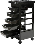 6 Tier Professional Salon Trolley Cart with Wheels & Drawers - Hair Dryer Holder Stylish Salon Station for Multipurpose Hair Tool Organizer