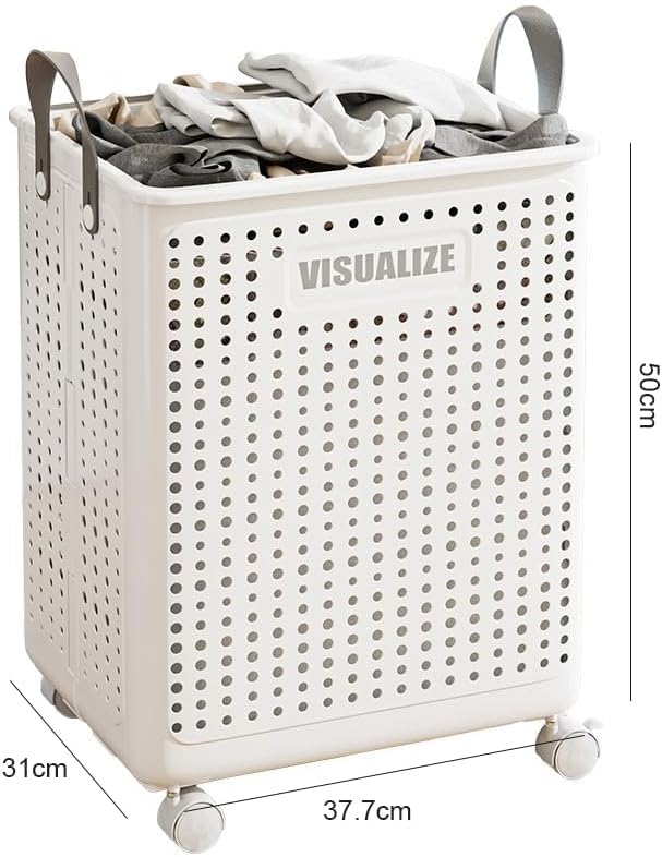 42L Large Heavy Duty Laundry Hamper On Wheels and Handle, Foldable Collapsible Laundry Basket, Space Saving Laundry Room Organization For Home Storage, Clothes