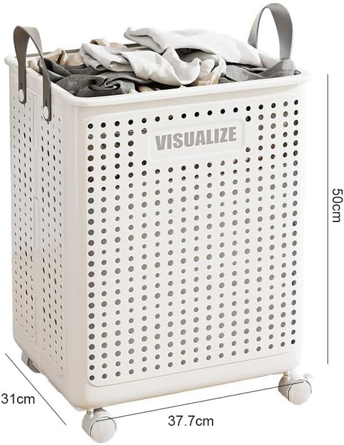 42L Large Heavy Duty Laundry Hamper On Wheels and Handle, Foldable Collapsible Laundry Basket, Space Saving Laundry Room Organization For Home Storage, Clothes