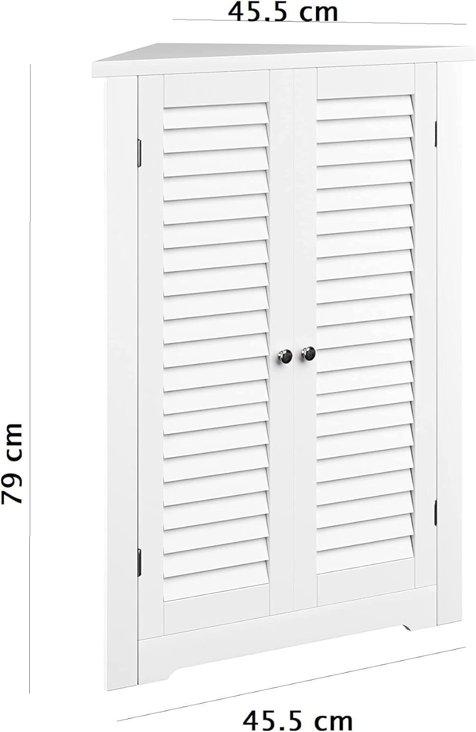 HYGRAD BUILT TO SURVIVE Wooden Triangle Free Floor Standing Bathroom Corner Shelves Cabinet with Shutter Single Door, Adjustable Shelf Organizer Unit, for Living Room, Kitchen, Entryway, White