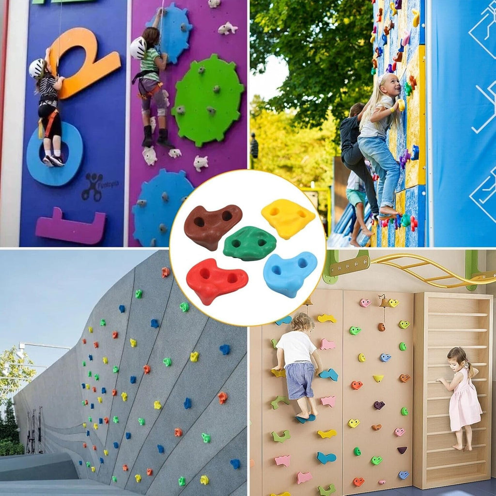 Rock Climbing Holds Set of 20 – Kids Wall Grips for Indoor & Outdoor Playground with Hardware | HYGRAD Built to Survive