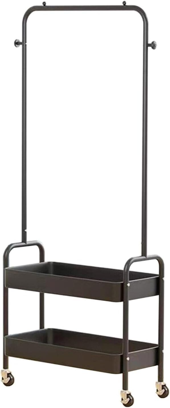 HYGRAD BUILT TO SURVIVE Heavy Duty Metal Clothes Rack On Wheels, Portable Rack For Hanging Clothes With Shoe Storage, Freestanding Closet Organizer Shelves For Garment Hanging Hat, Coats