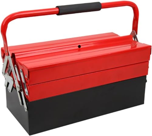 3 Tier Large Metal Tool Box Heavy Duty Cantilever Portable Box 20.86”L x 7.87”W x 7.87”H Multi-Function Tool Box For Garage Storage, Home, Workbench Tool Organizer, Red