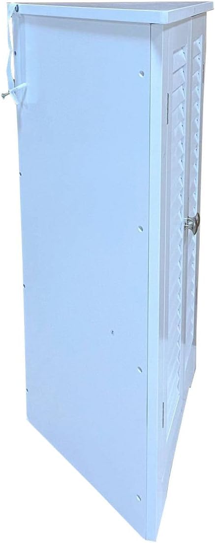 HYGRAD BUILT TO SURVIVE Wooden Triangle Free Floor Standing Bathroom Corner Shelves Cabinet with Shutter Single Door, Adjustable Shelf Organizer Unit, for Living Room, Kitchen, Entryway, White