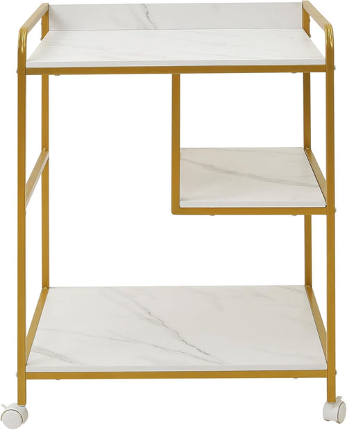 3-Tier Rolling Printer Cart - White Gold