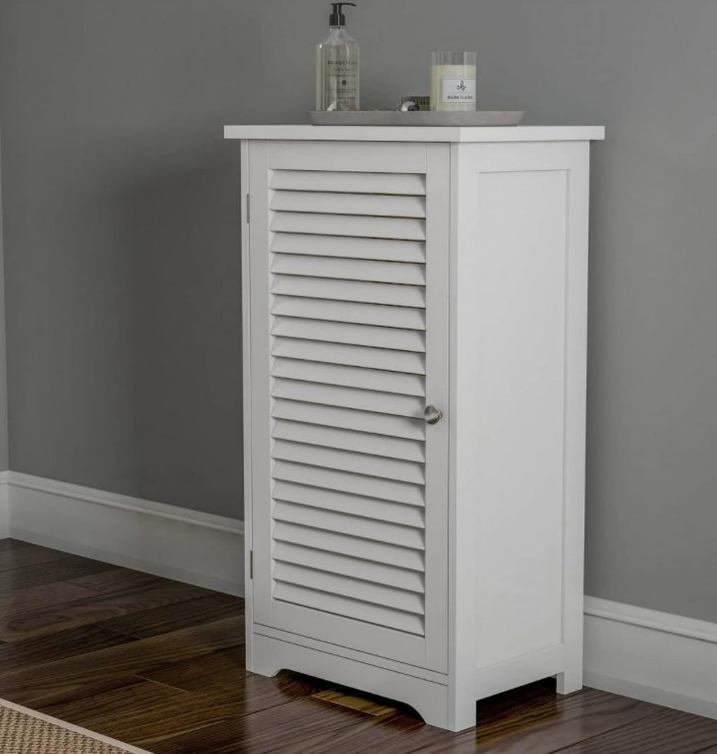 HYGRAD BUILT TO SURVIVE Wooden Free Standing Linen Tower Bathroom Floor Storage Cabinet with Shutter Door Organiser Shelves Unit Living Room, Bedroom, Hallway Living Room, Kitchen