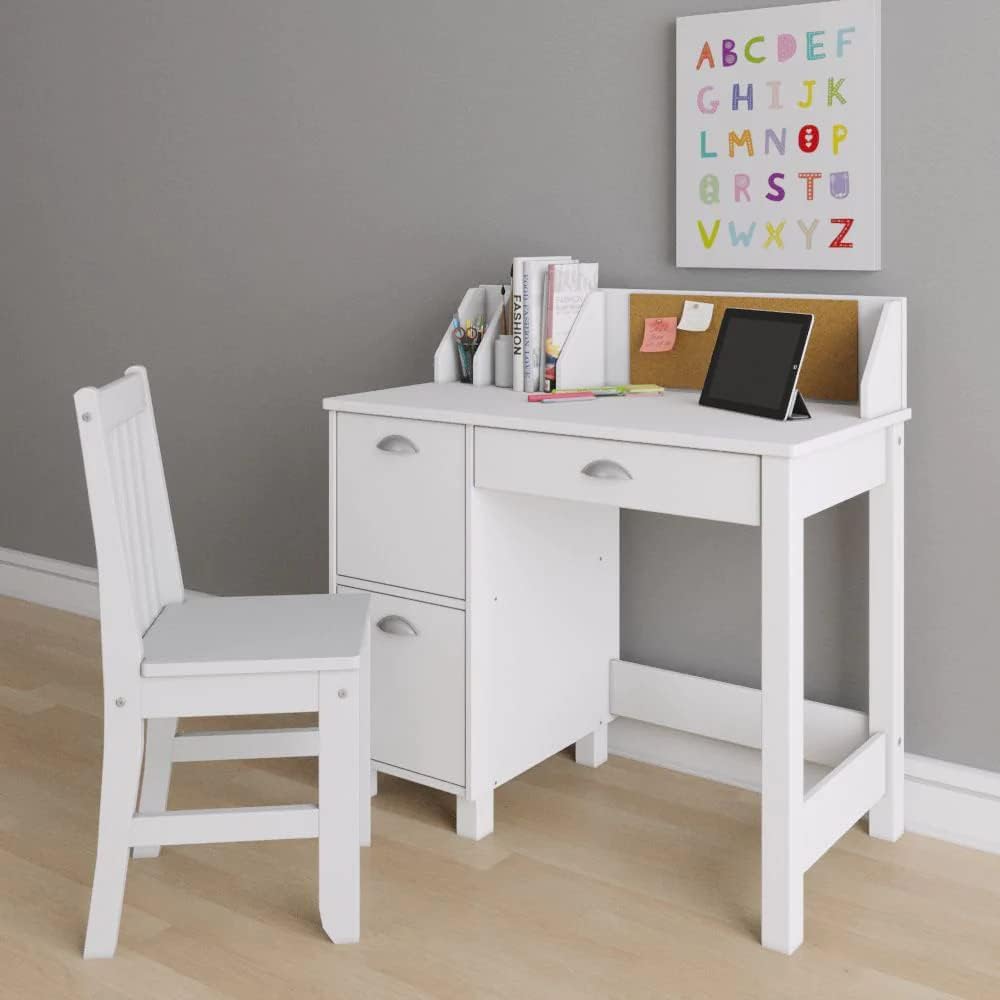 HYGRAD BUILT TO SURVIVE Wooden Study Desk Chair Set for Kids, Writing Desk with Storage Cabinet – Computer and Gaming Workstation Table with Drawers for Bedroom, Study Room, Homeschool
