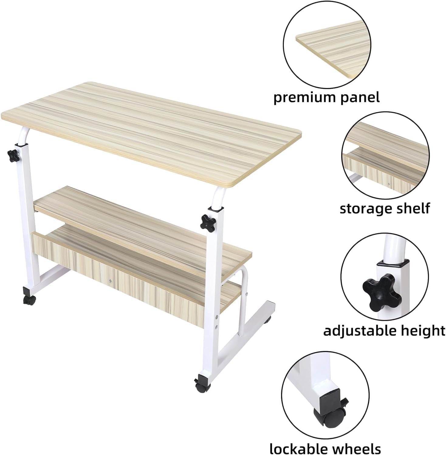 HYGRAD BUILT TO SURVIVE Portable Standing Computer Desk Height Adjustable Laptop Workstation with Wheels - Mobile Rolling Desk with 4 Lockable Castors for Home, Office - ‎Dark Brown