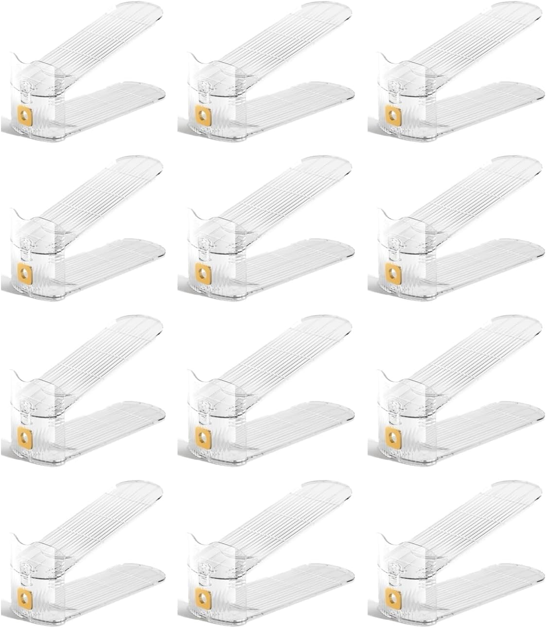 HYGRAD BUILT TO SURVIVE Pack of 12 Pcs Shoe Slots Organiser Storage, Adjustable 3-Level Height - Non-Slip Shoe Holder- Space Saver for Shoe Durable and Stacker Closet Rack for Sneakers Heels and Flat
