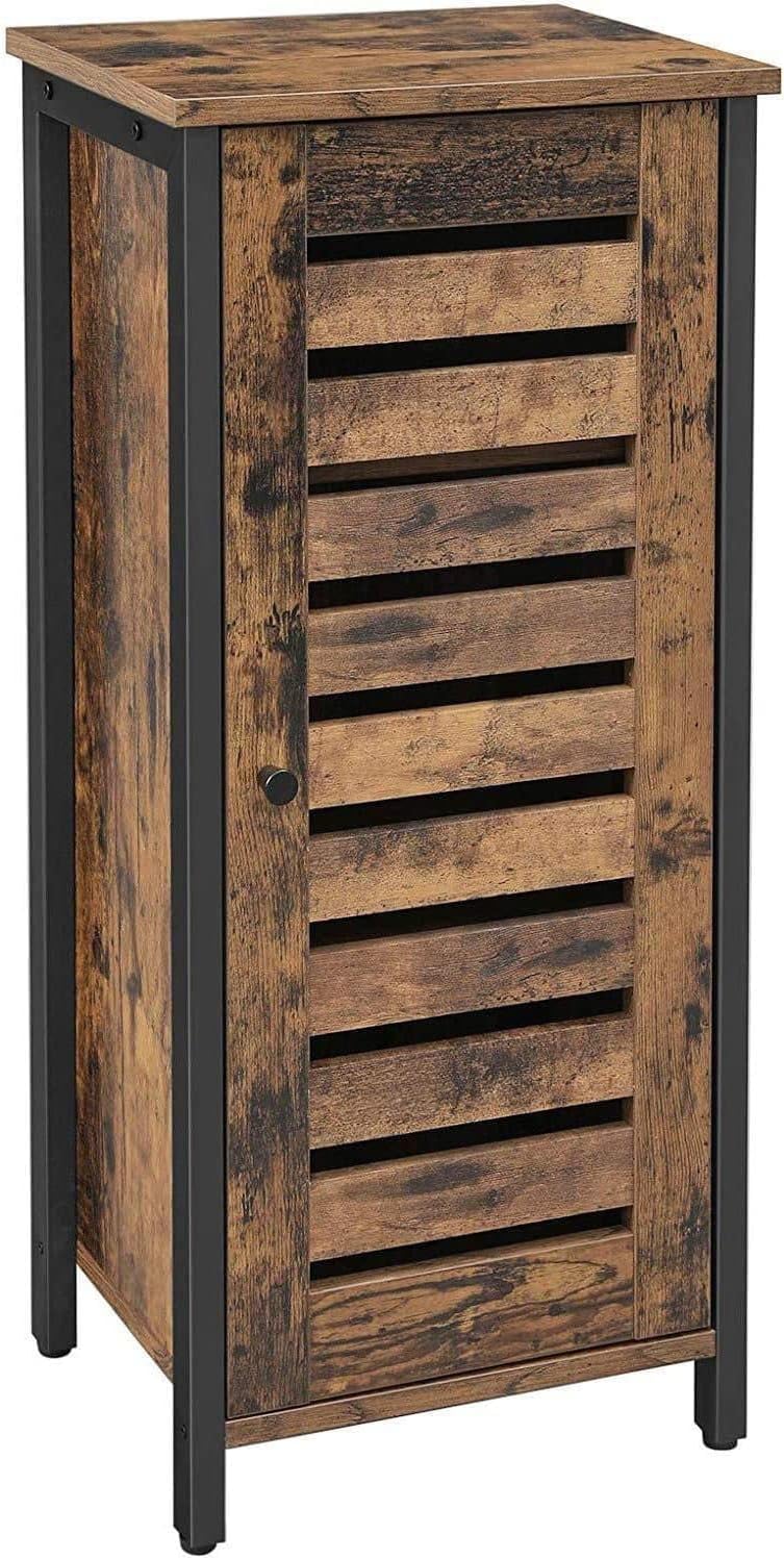 HYGRAD BUILT TO SURVIVE Industrial Style Wood/Steel Nightstand Bedside - End Table with Door Book Shelf Storage Cabinet for Home Bedroom Living Room, Entryway, Rustic Brown