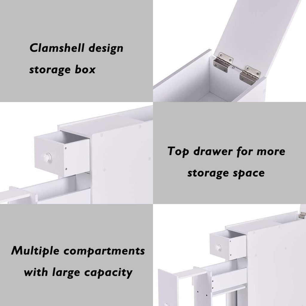 HYGRAD BUILT TO SURVIVE Free Standing Bathroom Toilet Paper Storage Slim Cabinet, Under Sink and Slide Out Drawer Organizer - Narrow Cabinets Shelves for Pantry, Kitchen - White