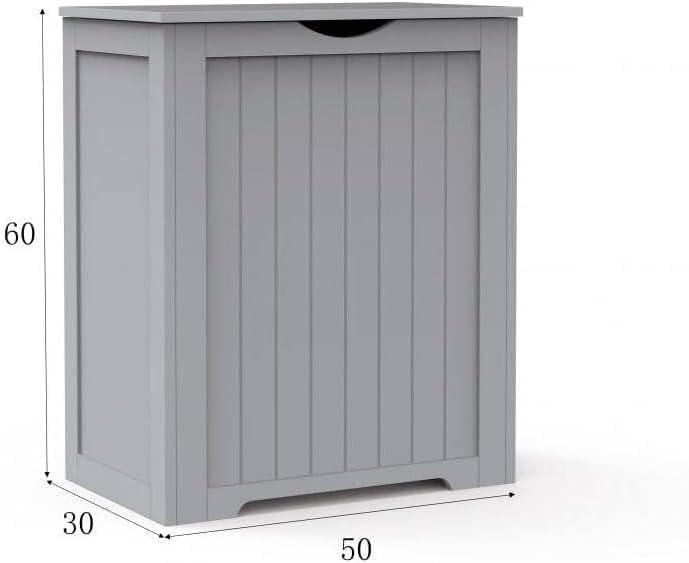 Large Wooden White Box Laundry Hamper With Lid, Free Standing Storage Bins Toys, Clothes Organizer Basket For Bedroom, Bathroom, And Laundry Room